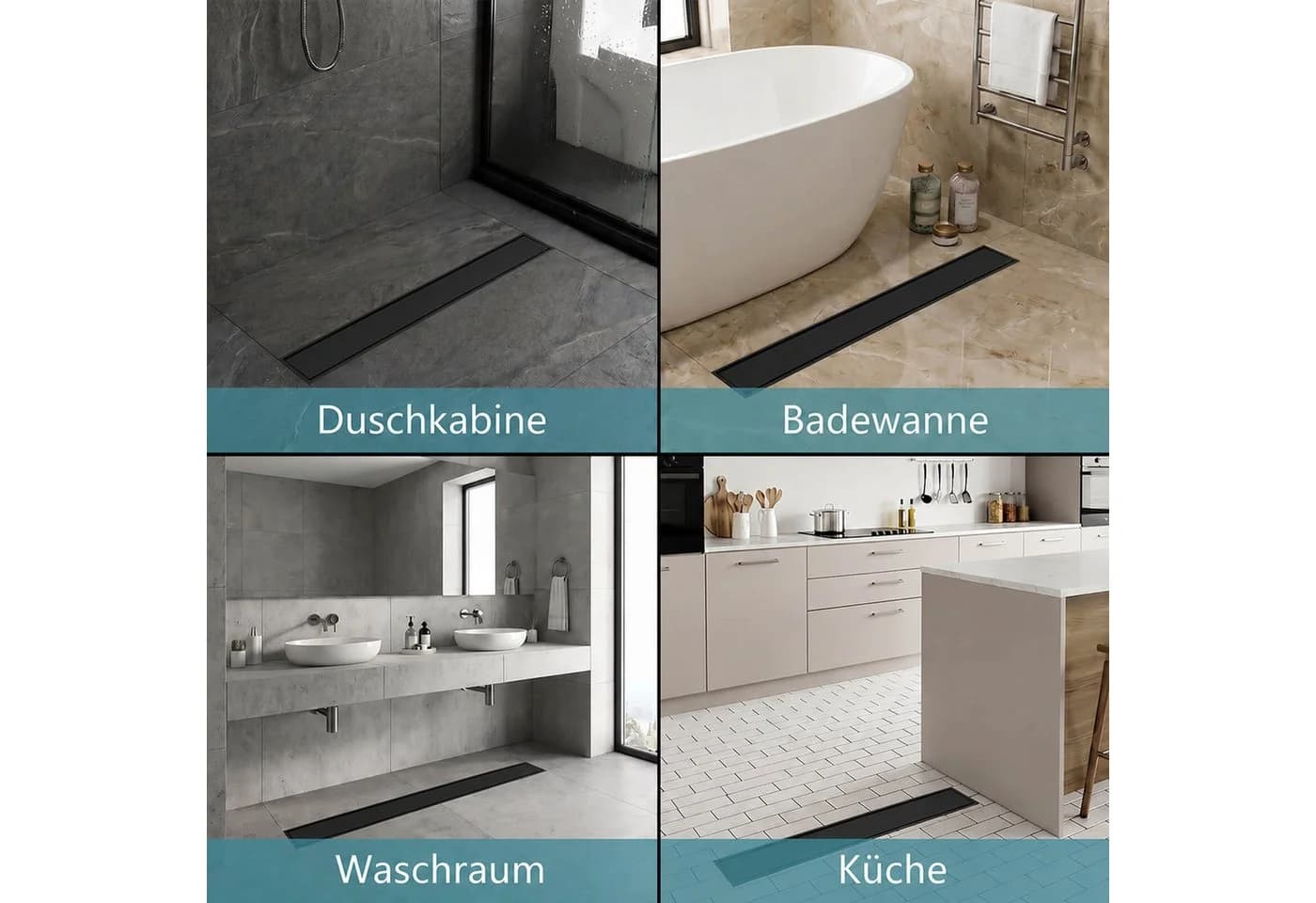 SaniteModar Duschrinne Schwarz Befliesbar Edelstahl - Bild 4