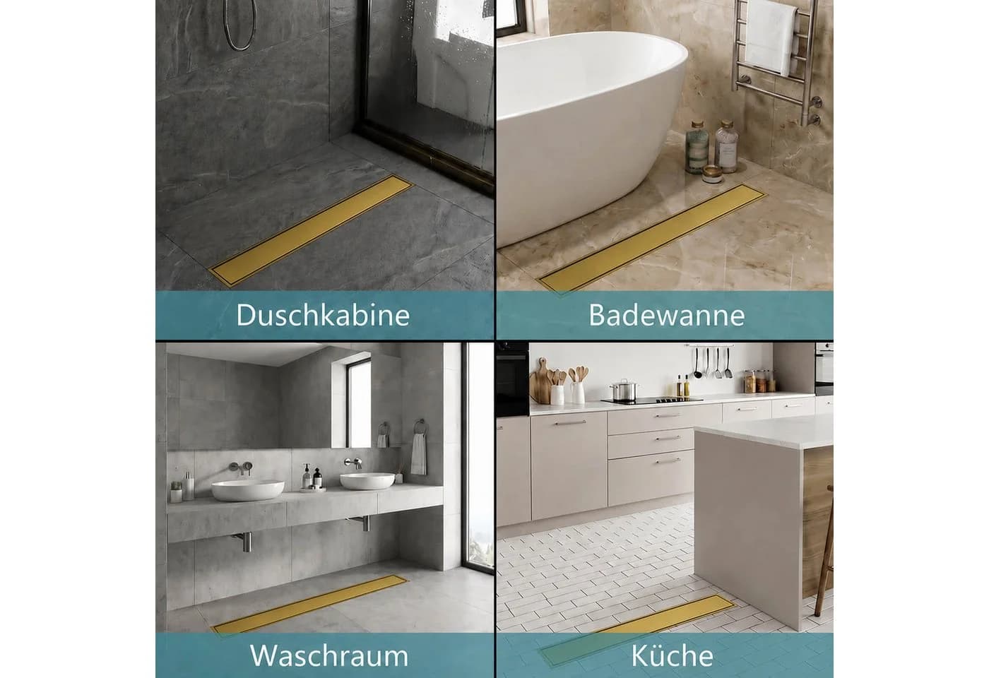 SaniteModar Duschrinne Gold Befliesbar Edelstahl Extra Flach - Bild 5