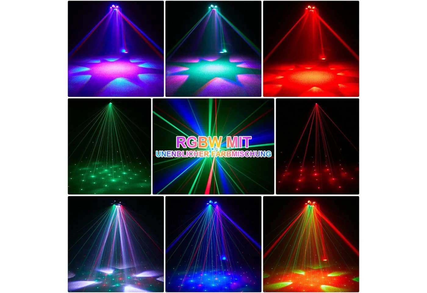 ZonQoonz Discolicht 150W 6-Arm Bühnenstrahllicht Schwarz mit Sterneneffekt für DJ-Party-Hochzeit - Bild 3