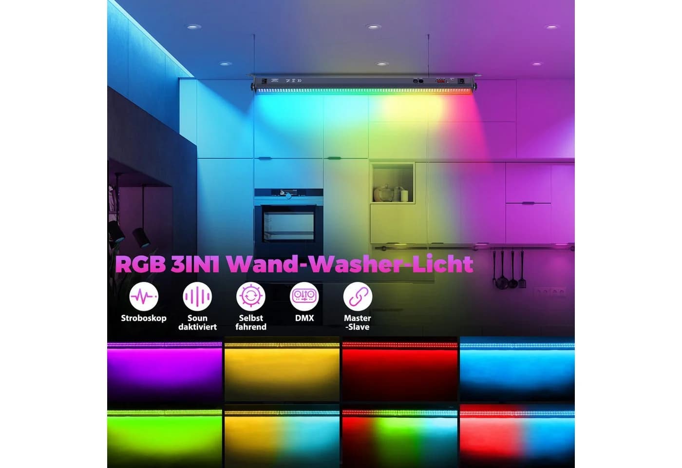 ZonQoonz Discolicht 168W Wandwasch-LED 336-teilig Schwarz - Bild 3
