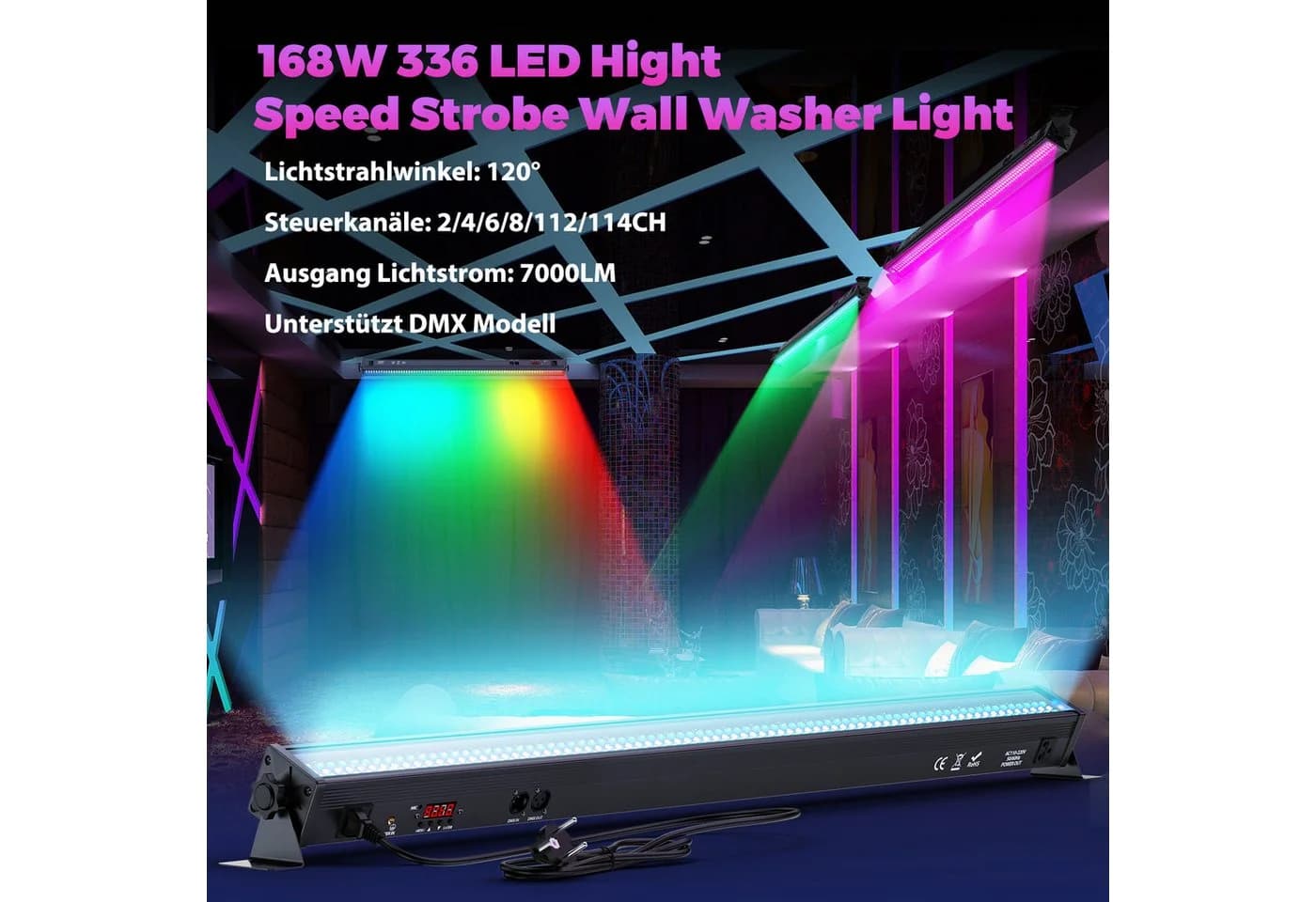 ZonQoonz Discolicht 168W Wandwasch-LED 336-teilig Schwarz - Bild 5