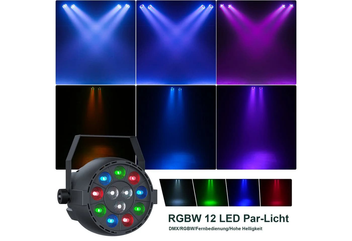 ZonQoonz Discolicht 60W LED-Lichtshow-Set Schwarz mit Halterung und Tragetasche - Bild 4
