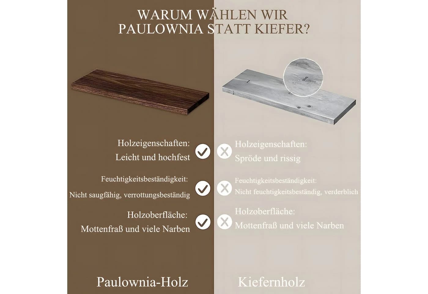 SURFOU Wandregal Holz Schweberegal 3+1 Stück Küchenregal - Bild 4
