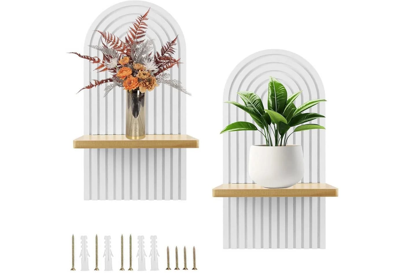 SURFOU Deko-Wandregal 2 Stück Holz Boho Wanddeko Holzregal Wand - Bild 2