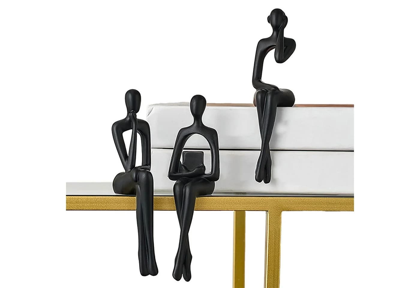 SURFOU Denker Statue 3 Stück Schwarz Abstrakte Kunst Skulptur - Bild 2
