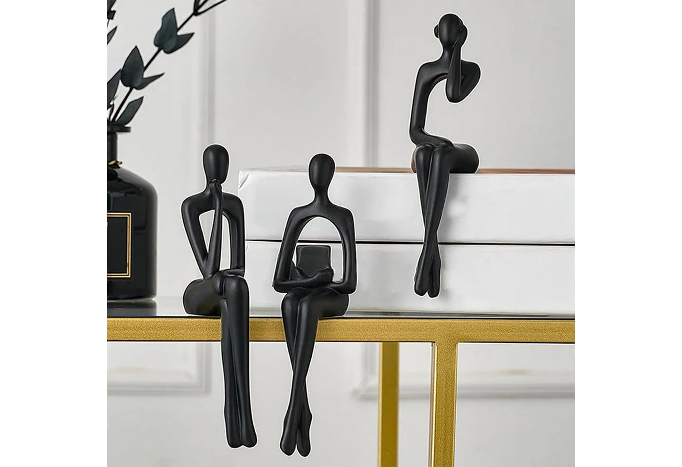 SURFOU Denker Statue 3 Stück Schwarz Abstrakte Kunst Skulptur - Bild 3