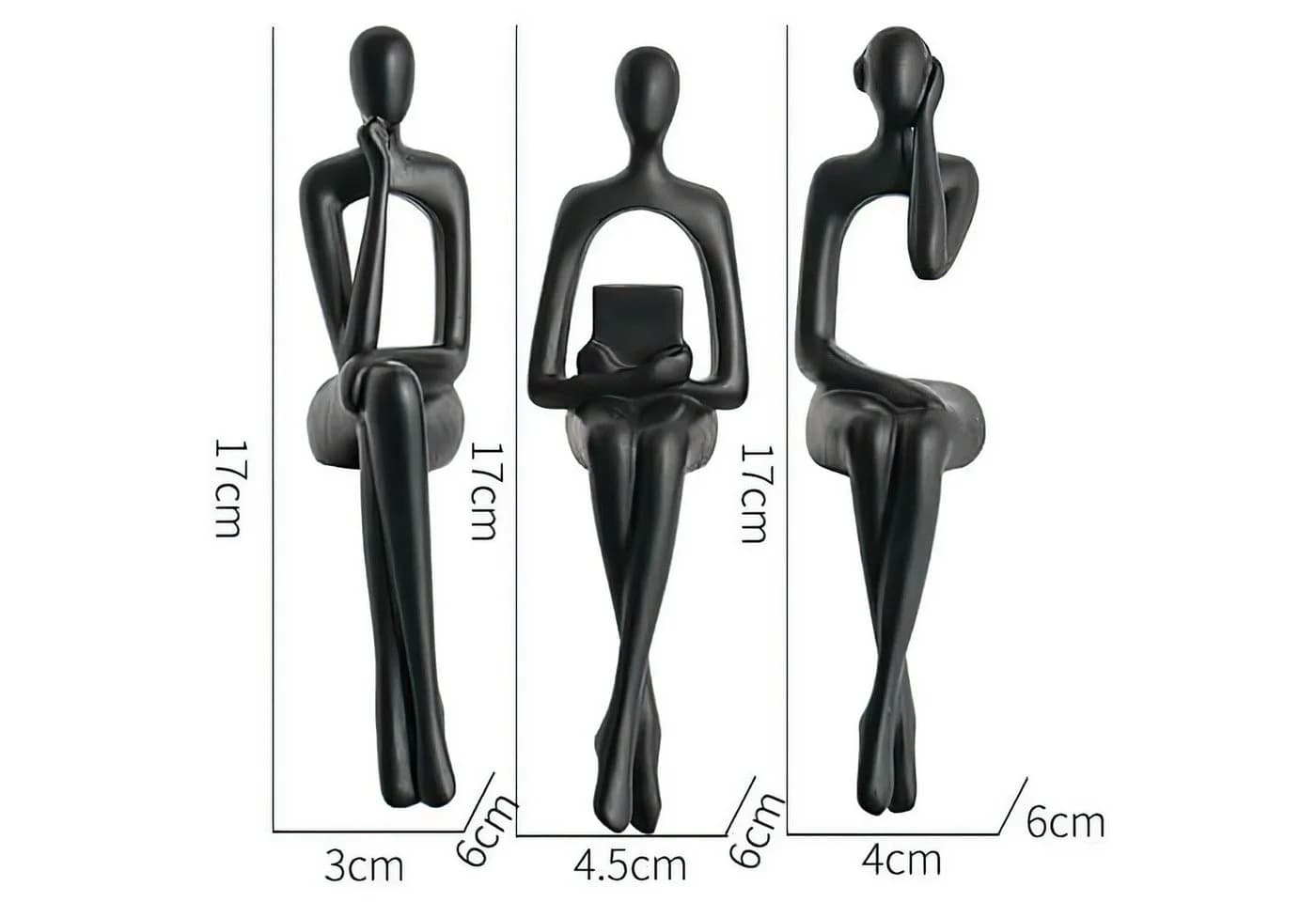 SURFOU Denker Statue 3 Stück Schwarz Abstrakte Kunst Skulptur - Bild 5