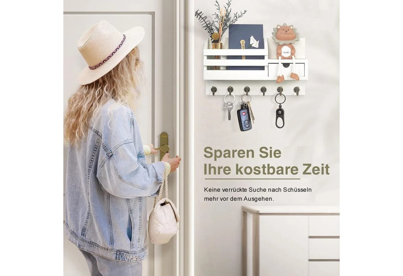 SURFOU Schlüsselbrett Schlüsselhalter Wand Schlüsselbrett Briefhalter mit 6 Schlüsselhaken