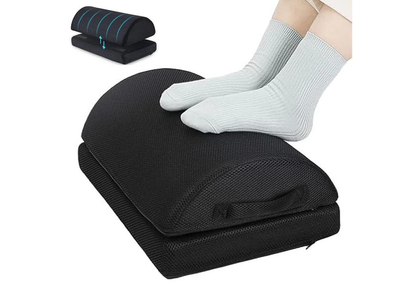 SURFOU Fußstütze Schreibtisch Fußablage 2 Höhen Verstellbar Ergonomische Footrest Schwarz - Bild 2