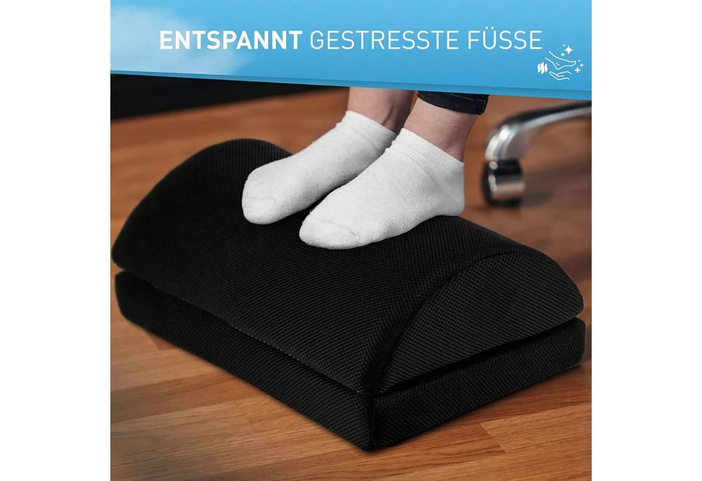SURFOU Fußstütze Schreibtisch Fußablage 2 Höhen Verstellbar Ergonomische Footrest Schwarz - Bild 3