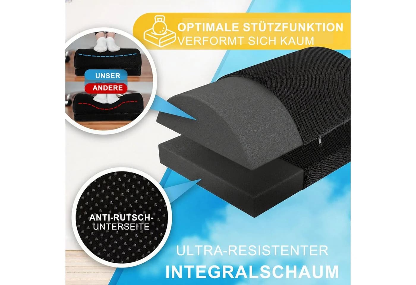 SURFOU Fußstütze Schreibtisch Fußablage 2 Höhen Verstellbar Ergonomische Footrest Schwarz - Bild 4