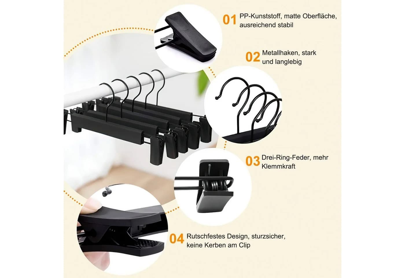 SURFOU Kleiderbügel 20 Stück mit verstellbaren Clips Haken - Bild 3