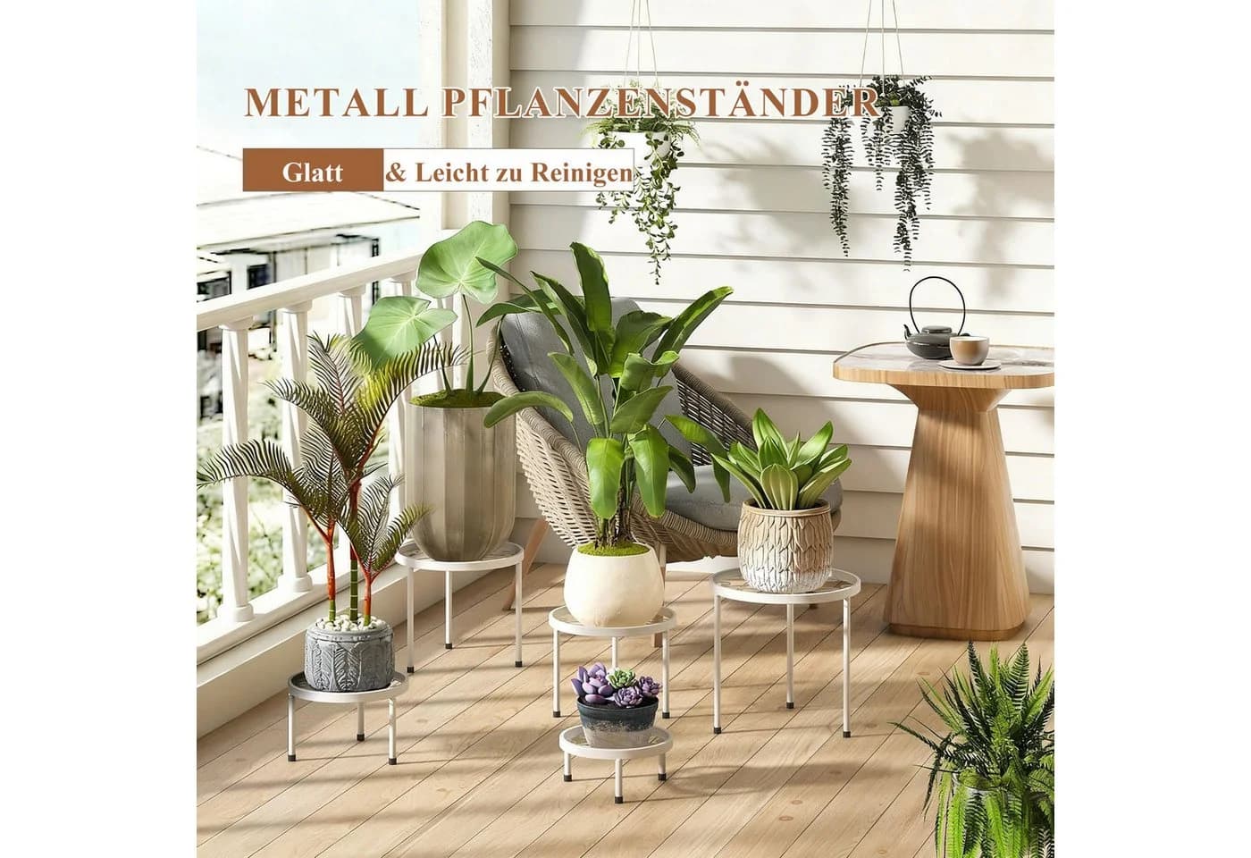 SURFOU Blumenständer 5er-Set Pflanzenständer Weiß - Bild 3