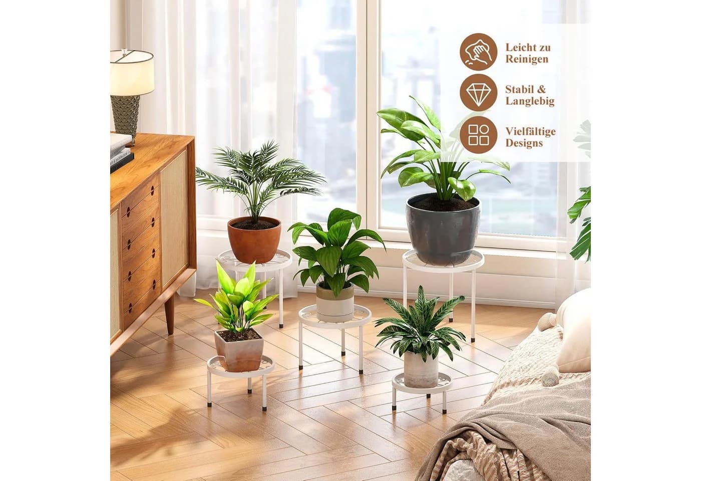 SURFOU Blumenständer 5er-Set Pflanzenständer Weiß - Bild 4