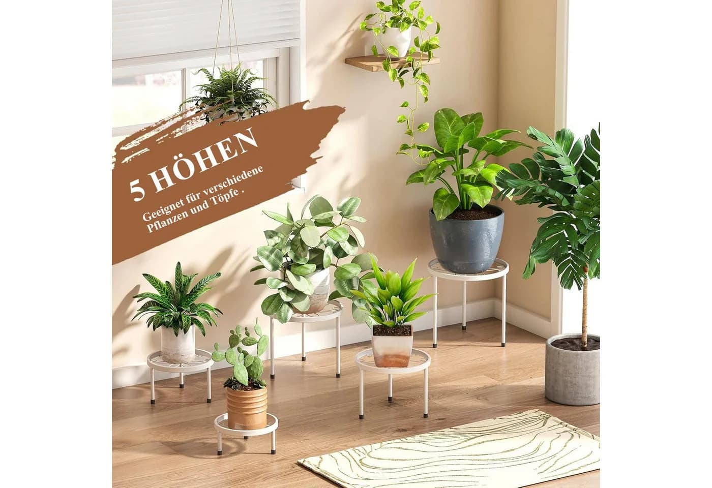 SURFOU Blumenständer 5er-Set Pflanzenständer Weiß - Bild 5