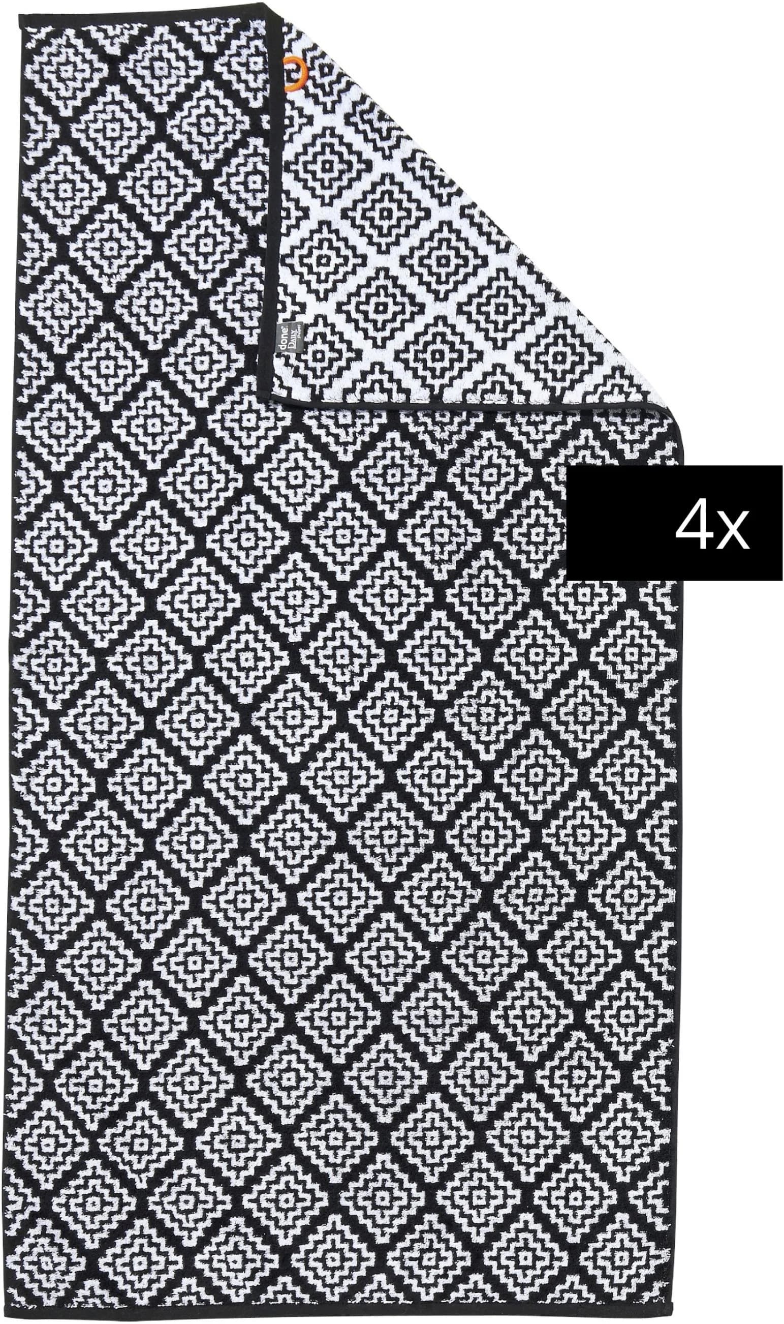 DONE. Daily Shapes Boho Duschtuch Schwarz-Weiß Jacquard-Walkfrottier - Bild 2