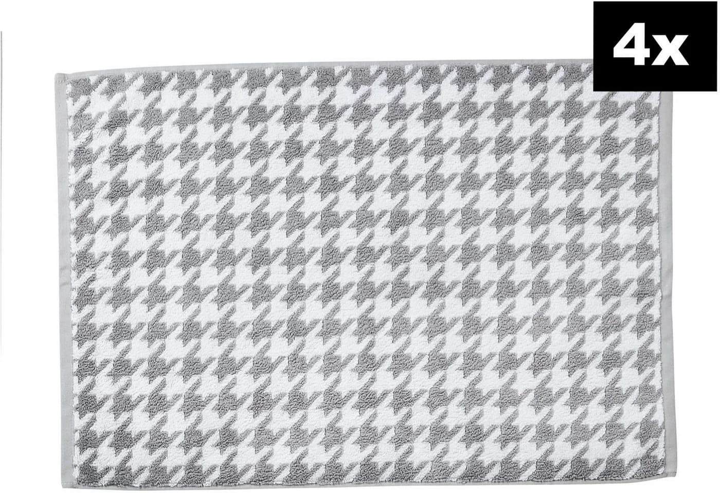 done. DAILY SHAPES Bird 4er-Set Badvorleger Silber Jacquardgewebt