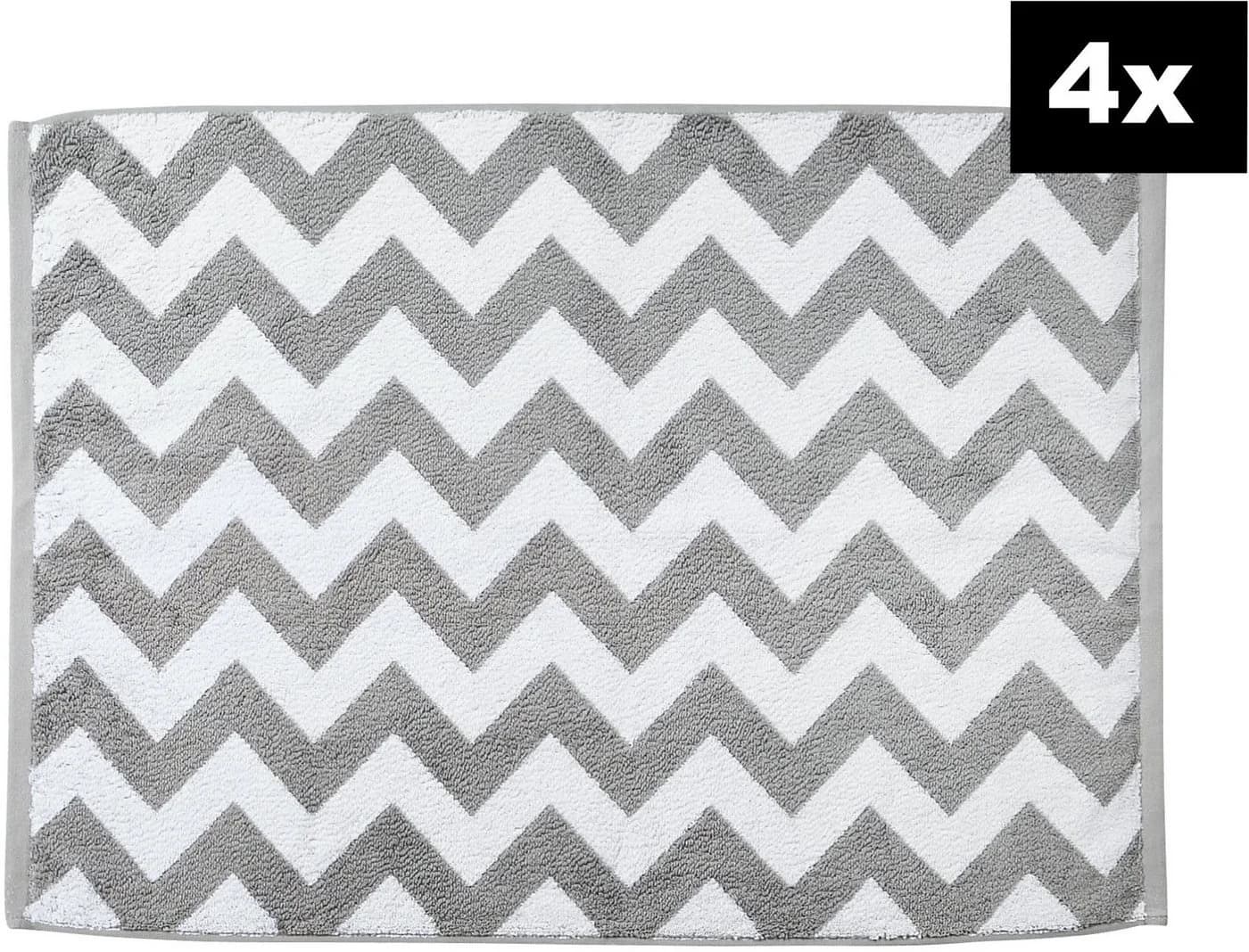 done. Badematte DAILY SHAPES ZickZack 4er-Set Silber Jacquardgewebt