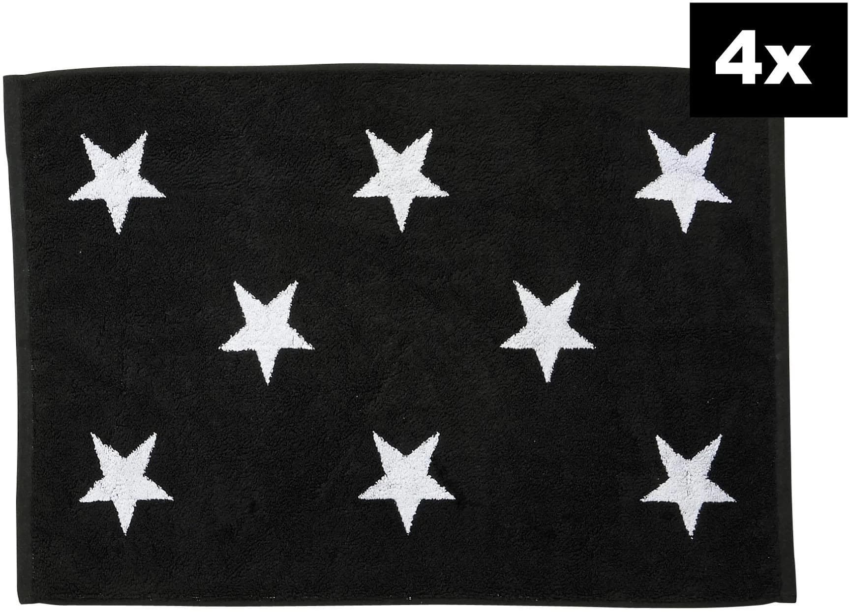 done.® Badematte DAILY SHAPES Stars 4er-Set, 5 mm, schwarz, Baumwolle