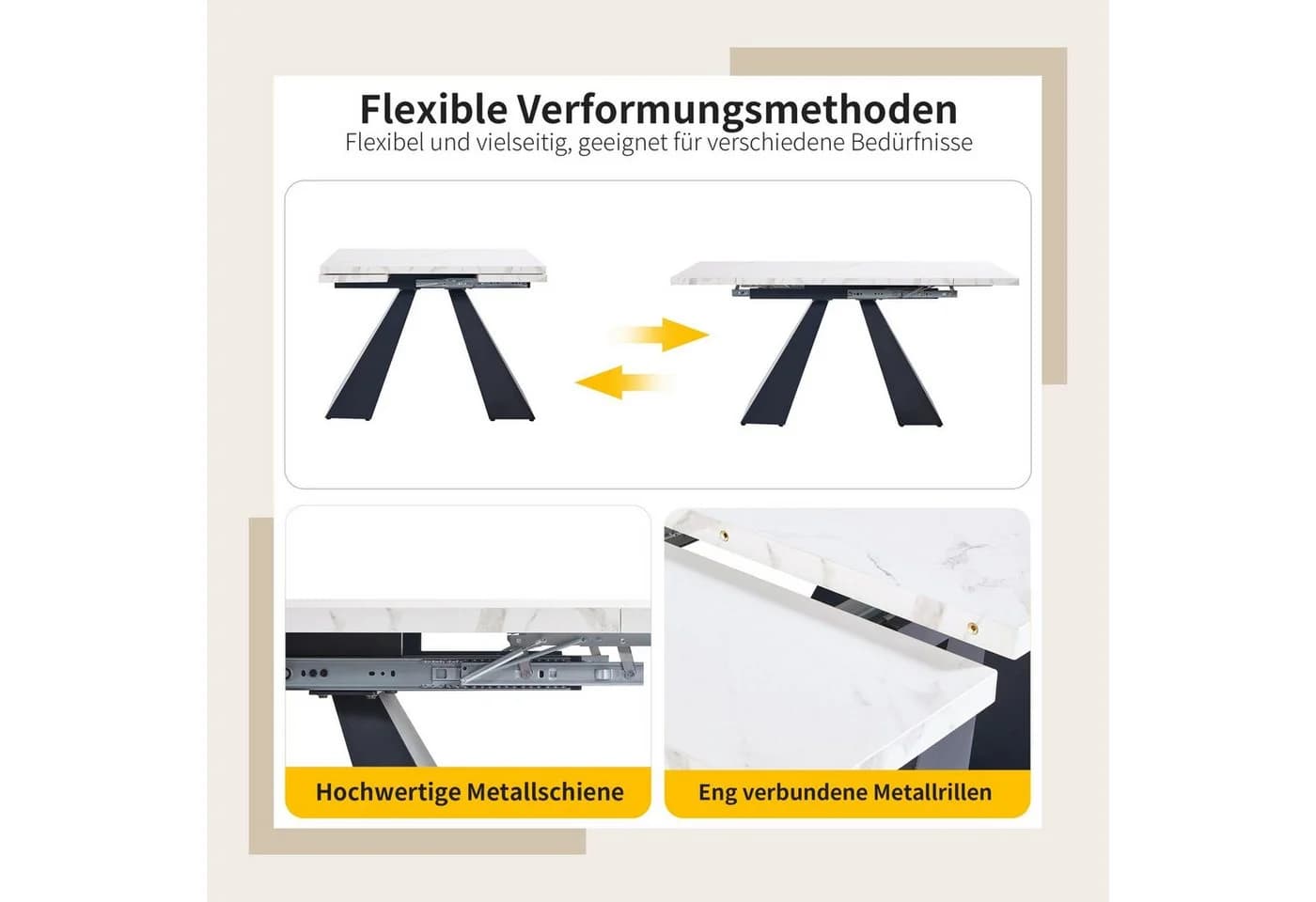 SeedWave Ausziehbarer Esstisch Marmoroptik Modern - Bild 4