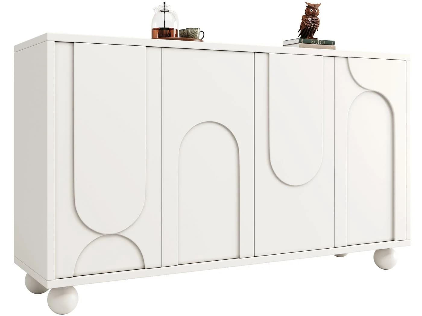SeedWave Sideboard Modern Grifflos Weiß Bogenförmiges Design - Bild 2