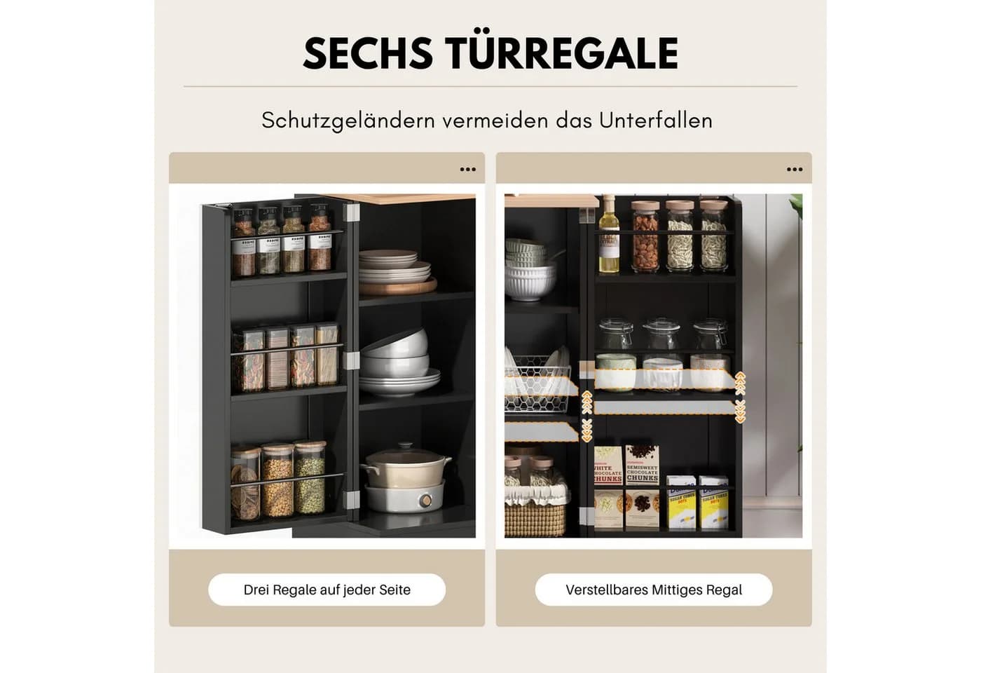 SeedWave Anrichte Modern Küchenbuffet Mehrzweckschrank Beistellschrank - Bild 3