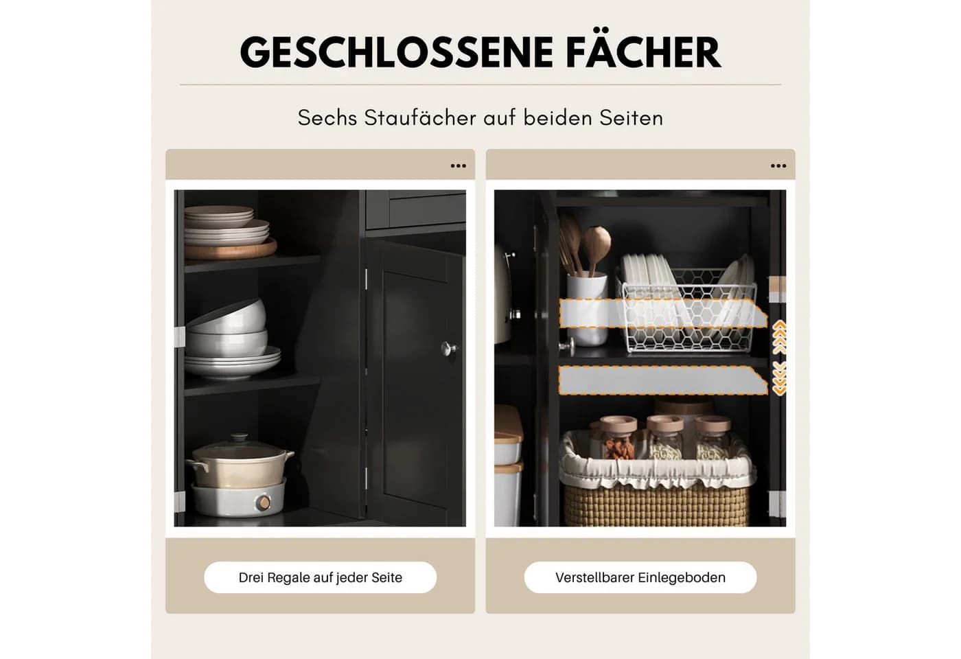 SeedWave Anrichte Modern Küchenbuffet Mehrzweckschrank Beistellschrank - Bild 4
