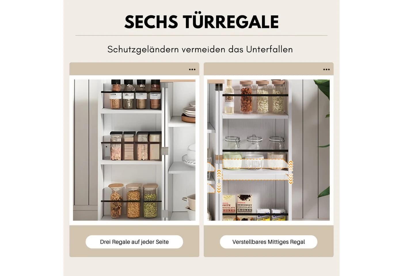SeedWave Küchenbuffet HolzWeiß mit Viel Stauraum und Schutzgeländern - Bild 3