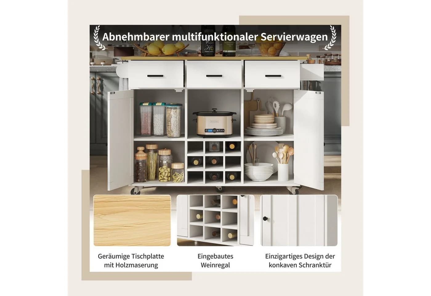 Moderne Kücheninsel aus Holz und Metall in Weiß und Schwarz - Bild 4