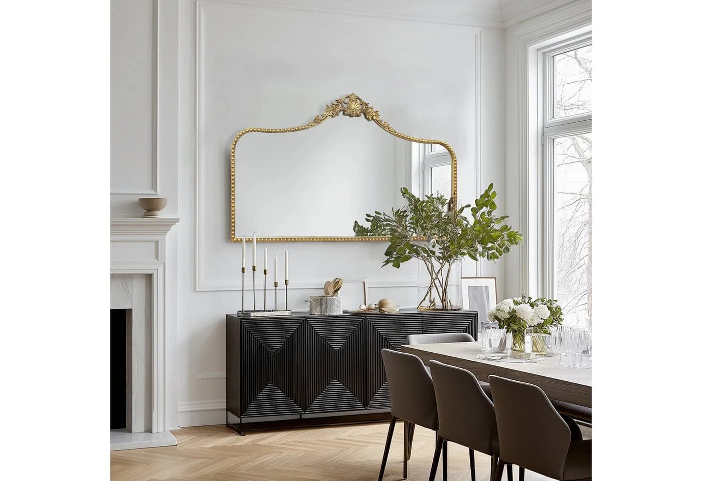 G-LEAF Barock-Wandspiegel Gold Antik-Bronze mit floralen Ornamenten