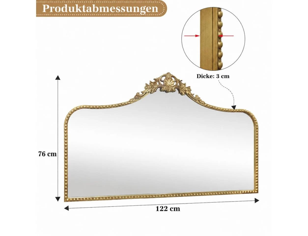 G-LEAF Barock-Wandspiegel Gold Antik-Bronze mit floralen Ornamenten - Bild 5