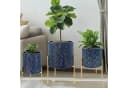 G-LEAF Blumentopf 3 St. Blau Metall Rautenmuster Bild 2
