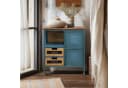 G-LEAF Kommode Sideboard Industriestil Retro Metallschrank Holzplatte Blau Bild 4