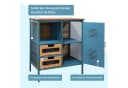 G-LEAF Kommode Sideboard Industriestil Retro Metallschrank Holzplatte Blau Bild 5