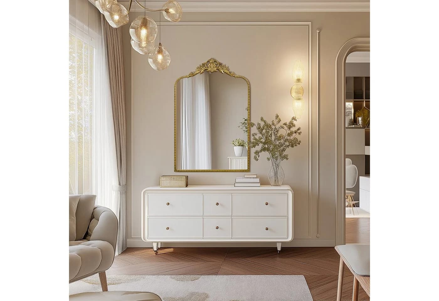 G-LEAF Ganzkörperspiegel im Barockstil mit Blumenornament