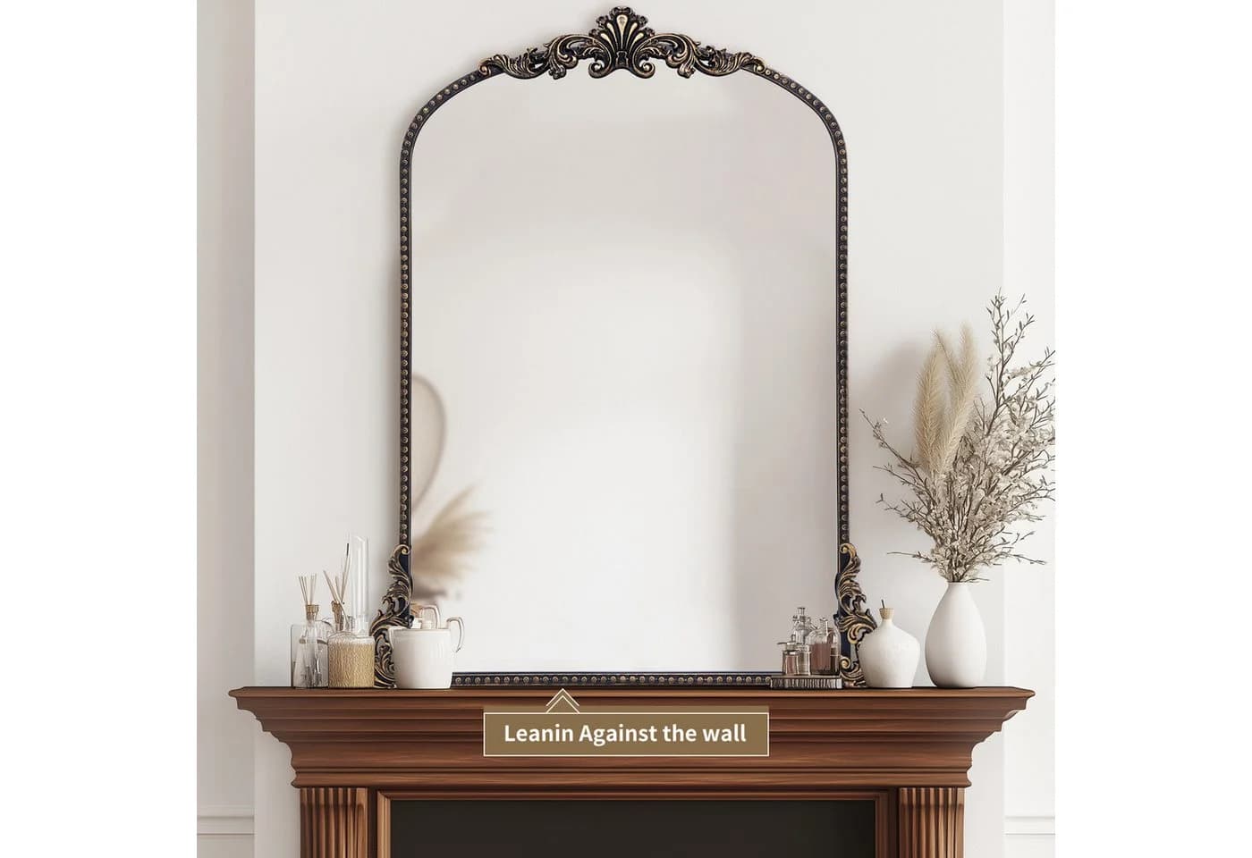 G-LEAF Bogen-Wandspiegel Barockstil 90x60 cm