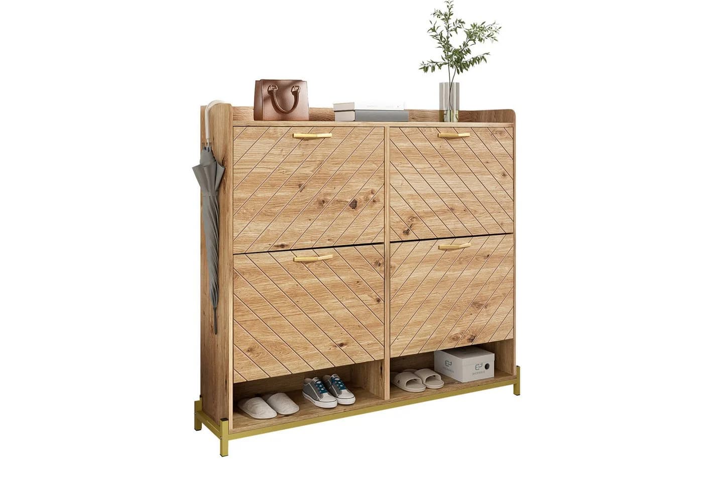 Refined Living Schuhschrank 4-Türen Holzoptik Gold - Bild 2