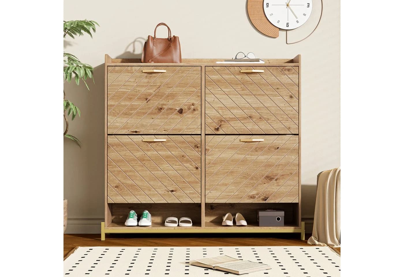 Refined Living Schuhschrank 4-Türen Holzoptik Gold - Bild 3