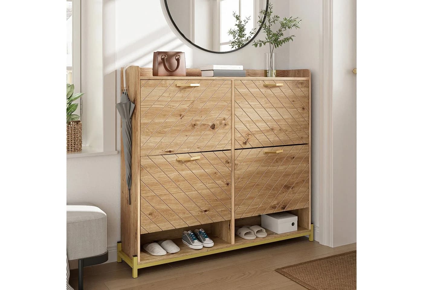 Refined Living Schuhschrank 4-Türen Holzoptik Gold - Bild 4