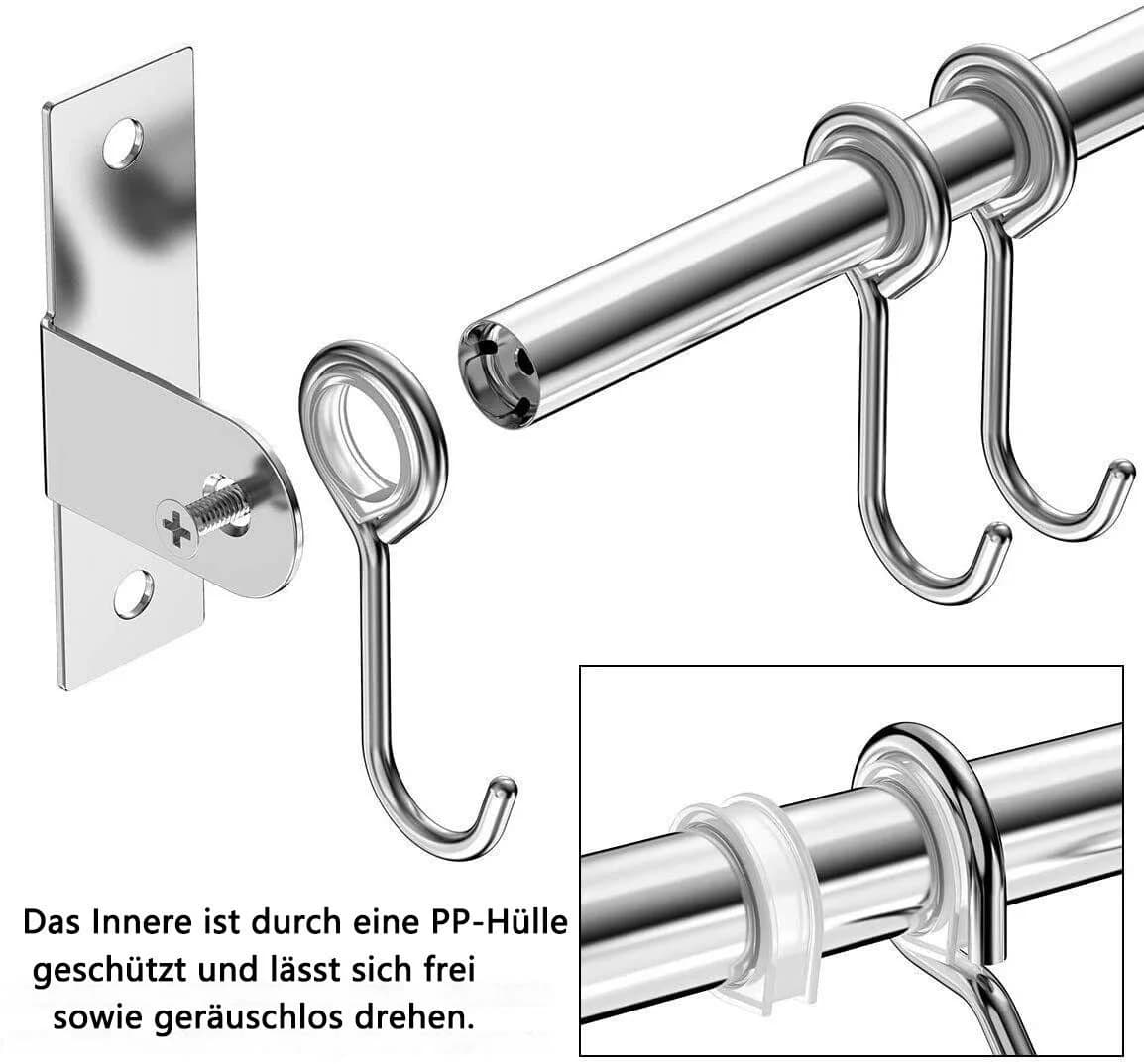 Refined Living Hakenleiste Edelstahl Küchenreling 24 Haken Silber - Bild 5