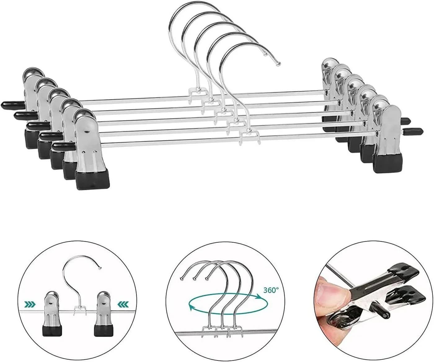 Refined Living 20-tlg. Metall-Kleiderbügel mit Clips Silber