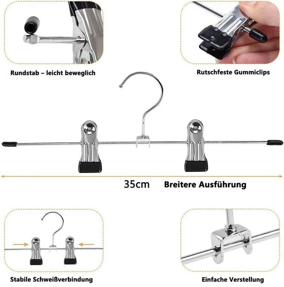 Refined Living 20-tlg. Metall-Kleiderbügel mit Clips Silber - Bild 4