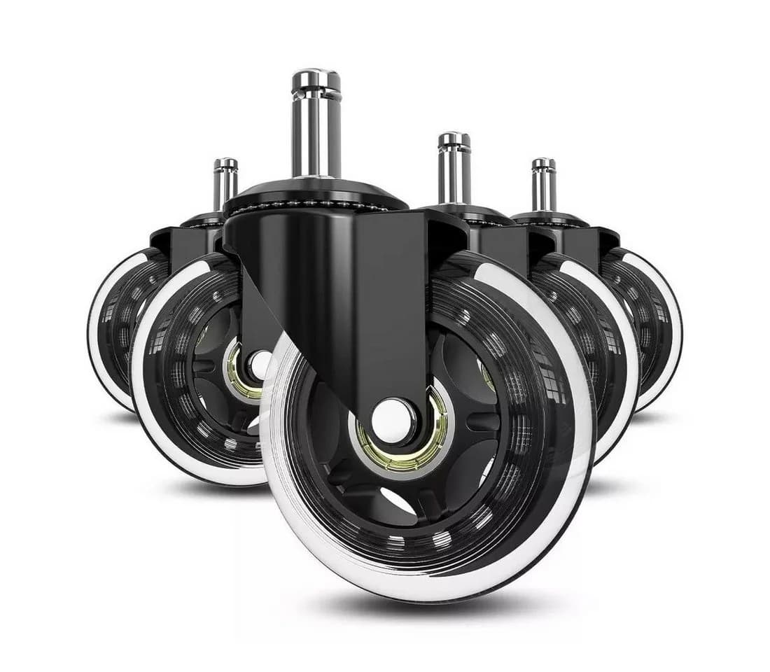 Refined Living 5x Leise Bürostuhlrollen 11mm Universal Hartbodenrollen