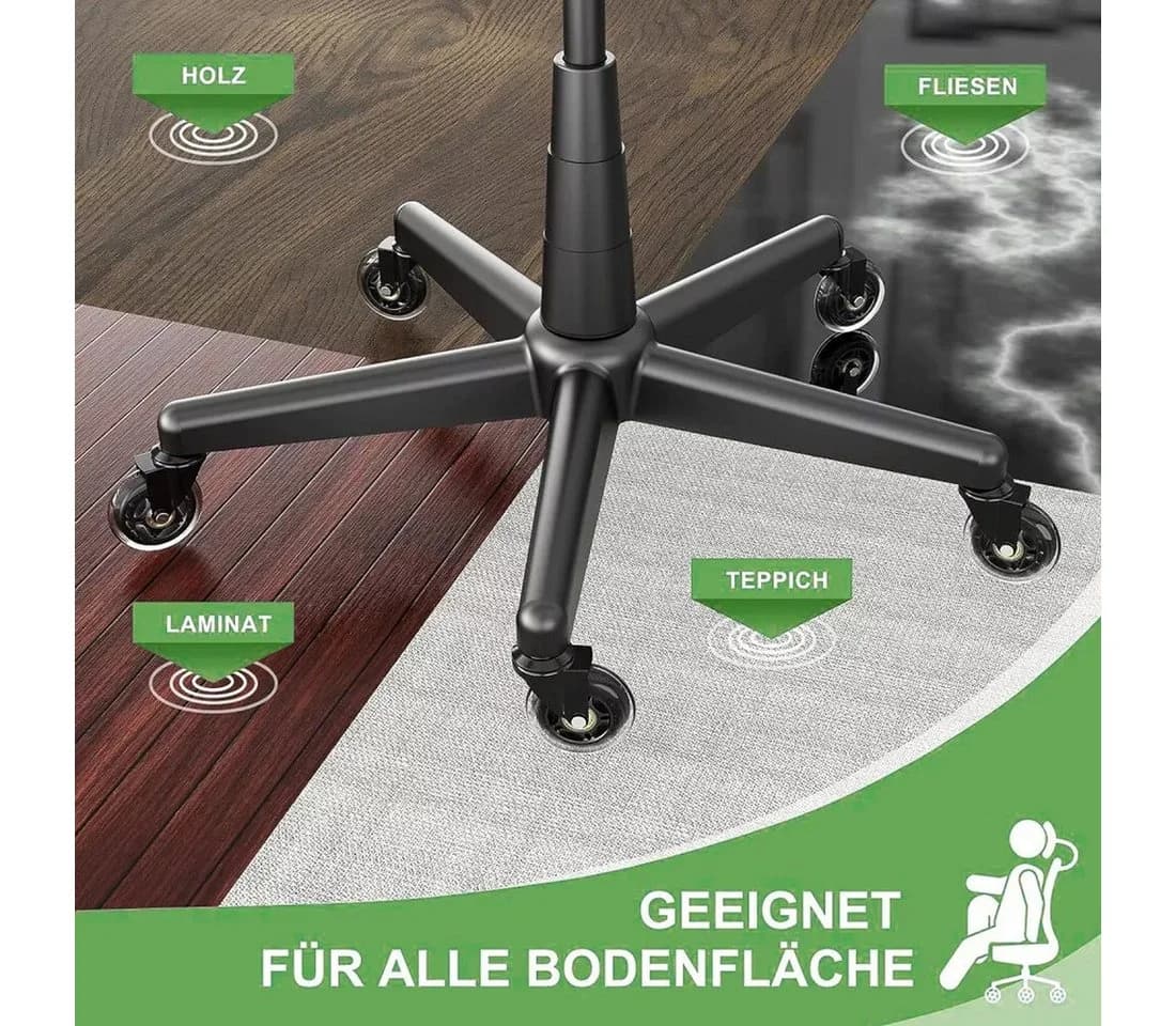Refined Living 5x Leise Bürostuhlrollen 11mm Universal Hartbodenrollen - Bild 5