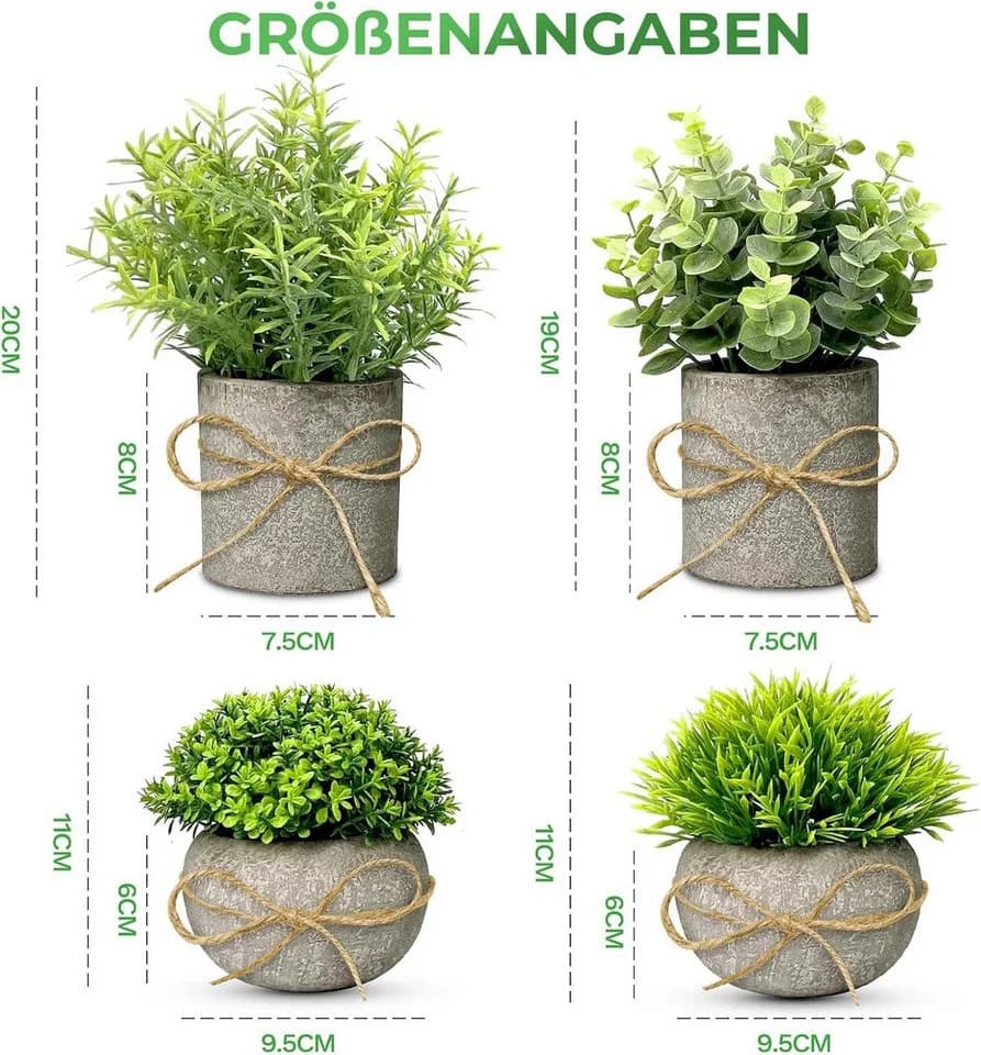 Refined Living Künstliche Eukalyptus Pflanze 4-tlg. Grau/Grün Kunststoff - Bild 4