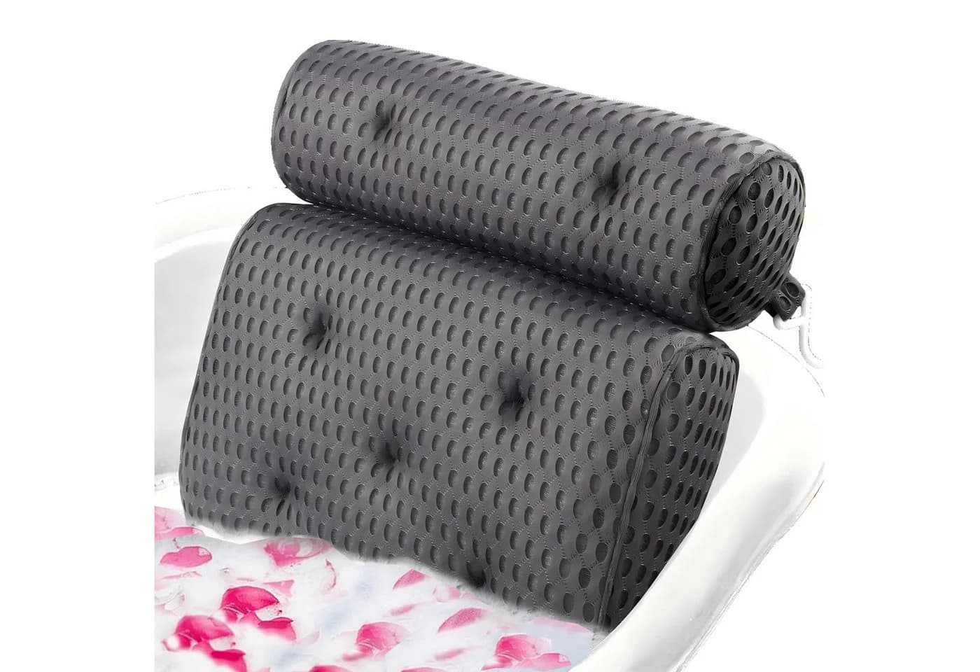 Refined Living Badewannenkissen Grau/Weiß mit 7 Saugnäpfen & 4D-Mesh - Bild 2