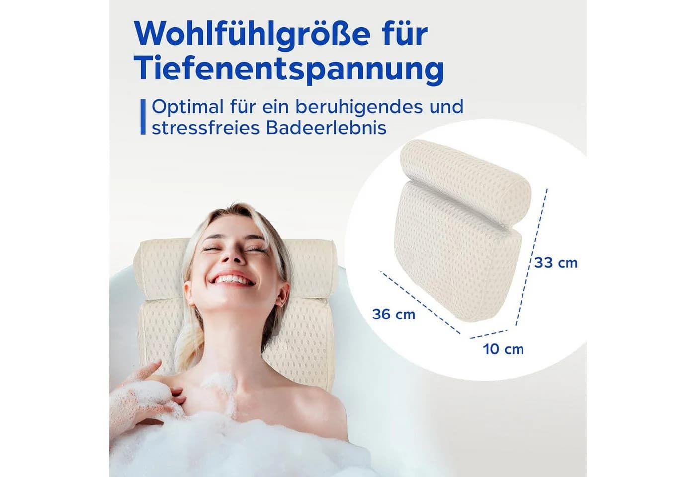 Refined Living Badewannenkissen Weiß 4D-Mesh mit 7 Saugnäpfen - Bild 5