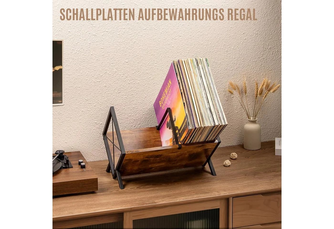 Refined Living Plattenständer Schallplattenregal 80-100 LPs Braun