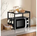 Refined Living Standregal Verstellbares Mikrowellenregal 40–60 cm, mit 6 Haken, Küchenregal Schwarz Bild 1