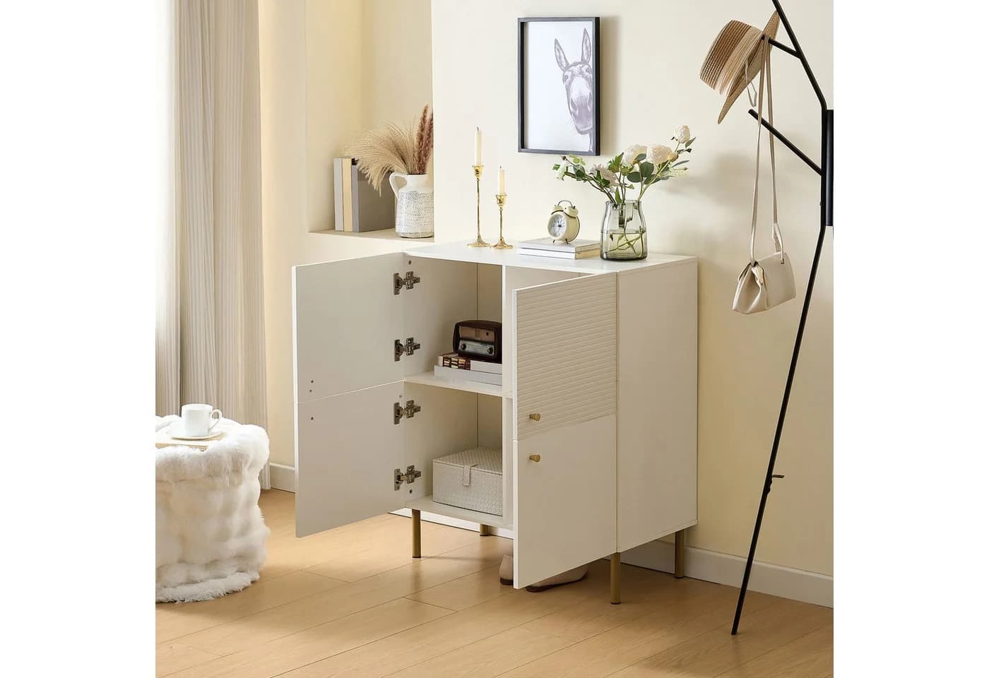 Refined Living Sideboard Weiß 4 Türen MDF Stahlbeine - Bild 3